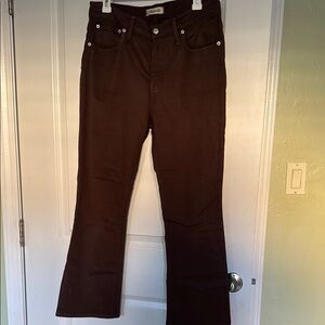 Madewell Coated Brown Flare Wide Leg Jeans
